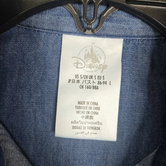 Disney Parks Women's Blue Christmas Embroidered Michey & Minnie Mouse Shirt Sz S - Picture 8 of 9